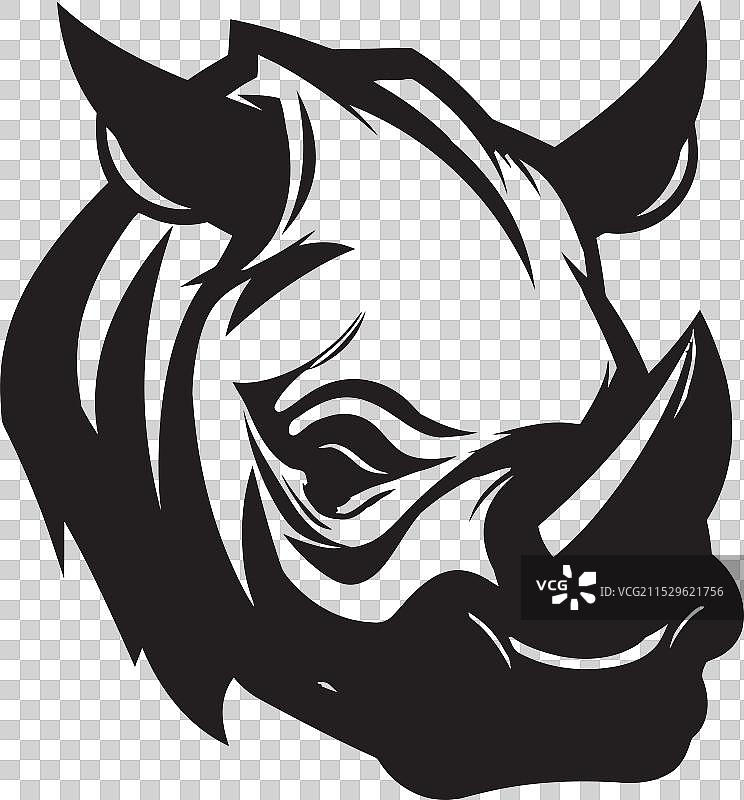 旋律优美的黑犀牛标志，复杂的草原背景图片素材