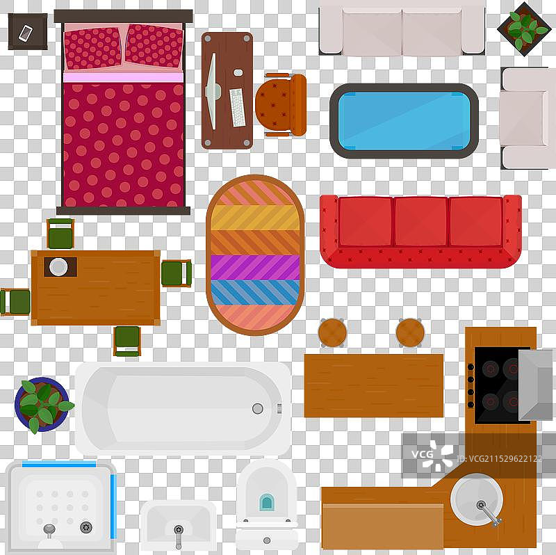 家居家具的俯视图图片素材