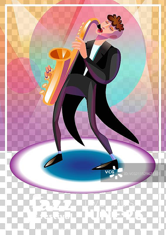 爵士音乐节卡通海报图片素材