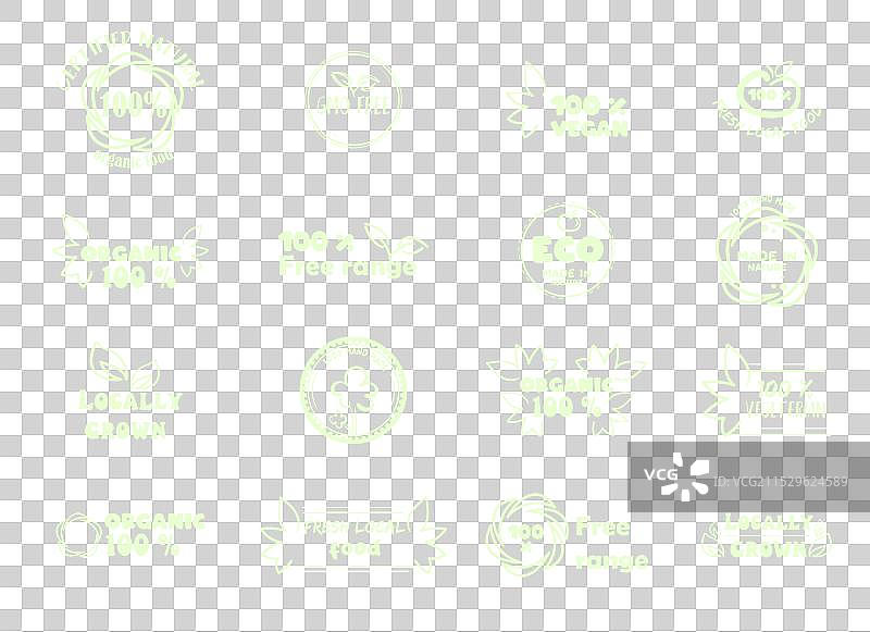 生态有机图标符号集，可编辑线条图片素材