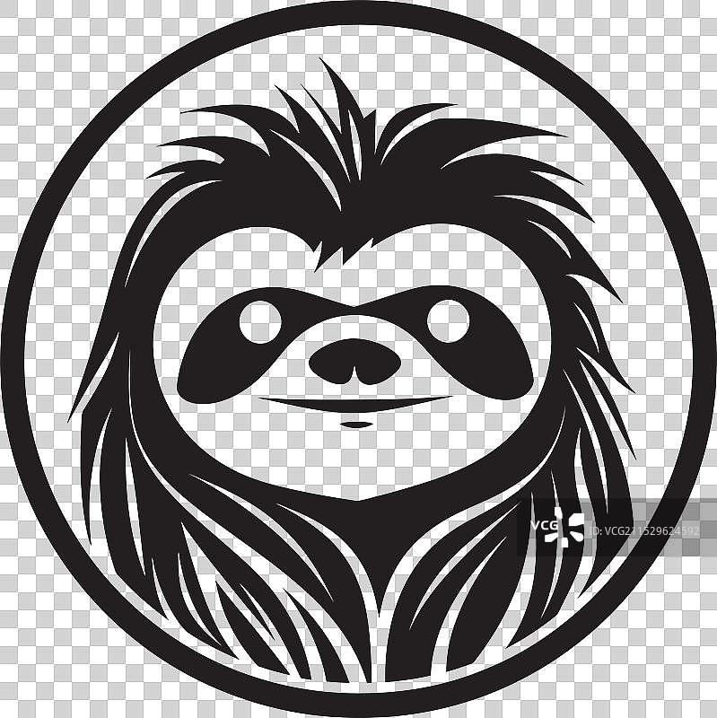 懒散的懒猴标志，宁静的黑色懒猴掌控力图片素材