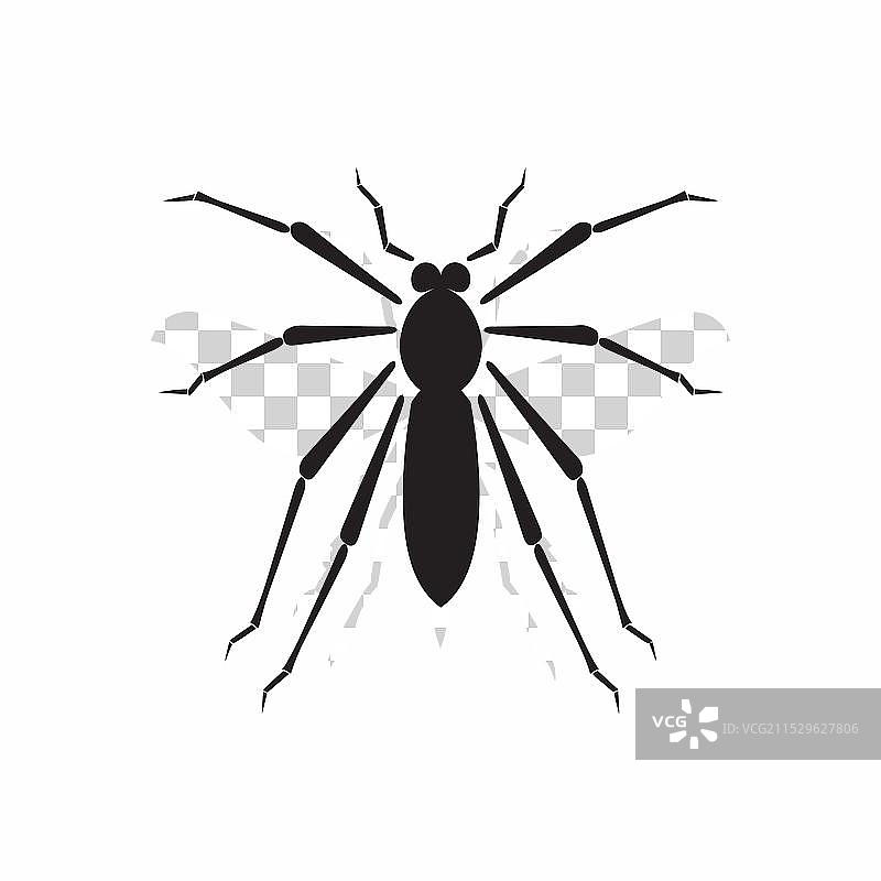 优雅的竹节虫侧面轮廓抽象昆虫徽章图片素材