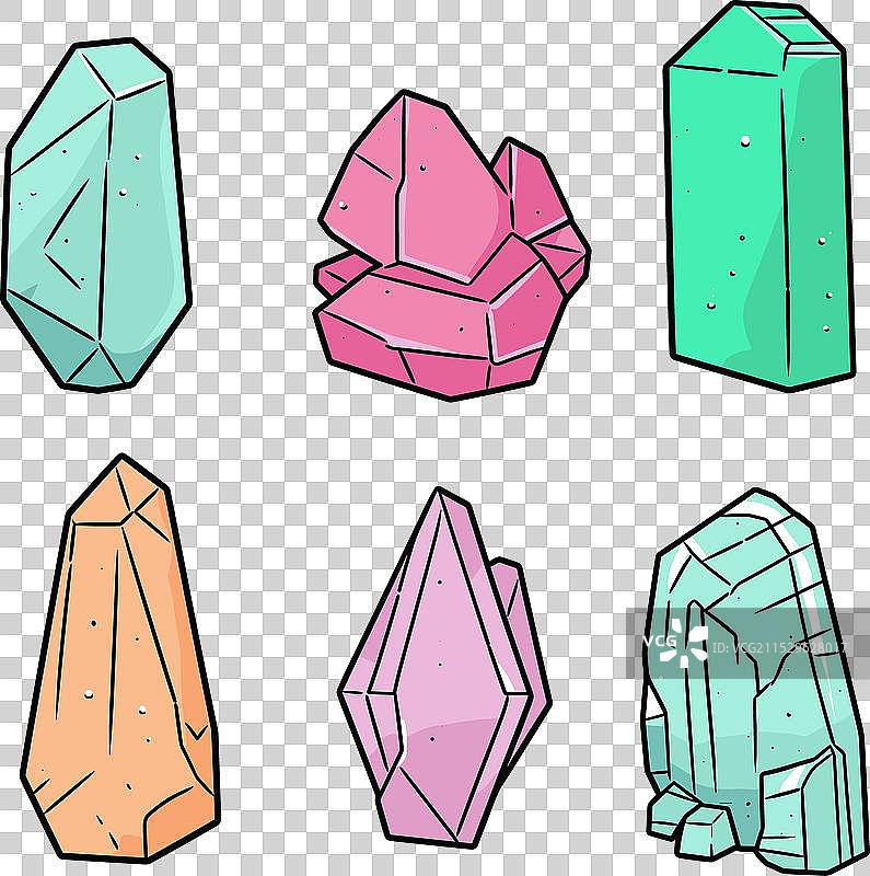 六种色彩斑斓的水晶和矿物图片素材