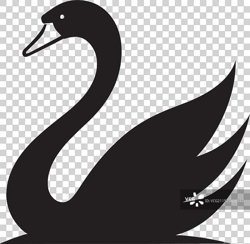 优雅的黑天鹅剪影标志图片素材