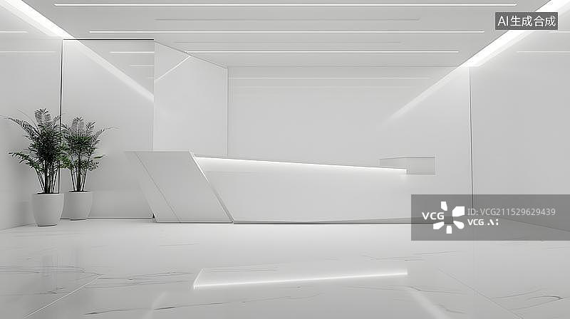 【AI数字艺术】现代建筑室内空间，办公室酒店前台图片素材