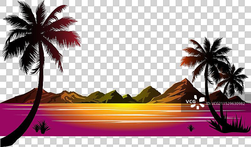 海景剪影图片素材