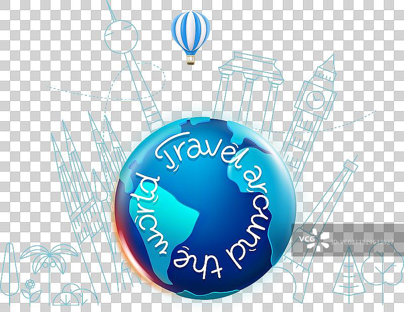 地球与不同的旅行元素图片素材