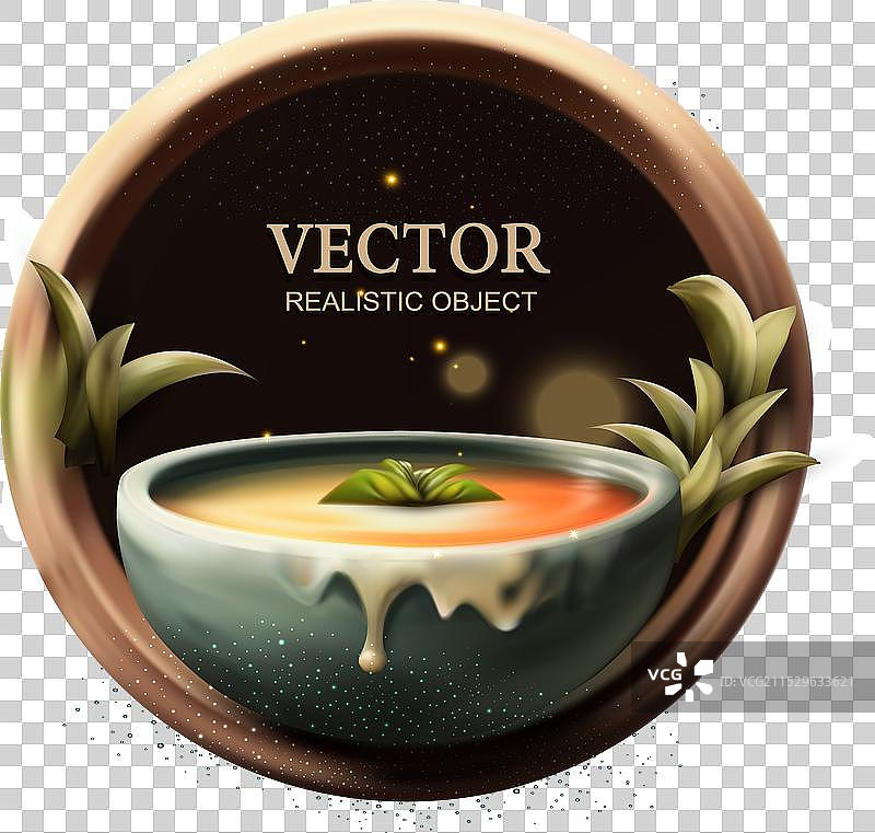 黑暗背景上的一碗冒着热气的汤图片素材