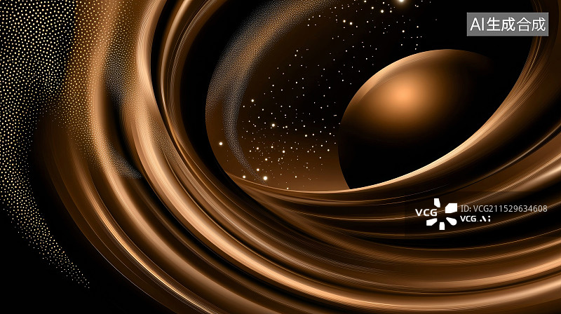 【AI数字艺术】黑色背景下的金属特写镜头黑金旋涡图片素材