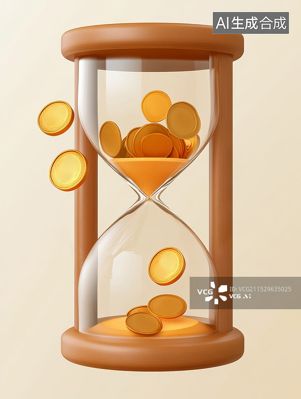 【AI数字艺术】放在桌子上的沙漏理财金融财富图片素材
