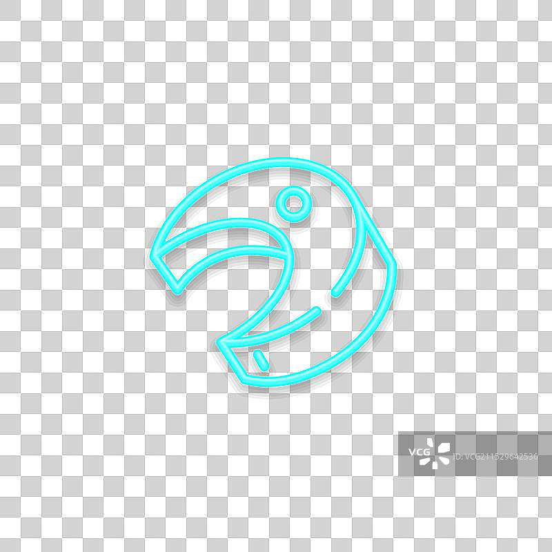 黑色背景上的线条艺术风格霓虹鱼图标图片素材