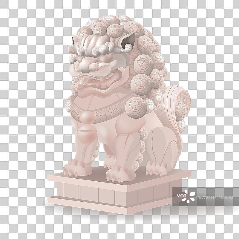 中国狮子古董雕像孤立展示图片素材