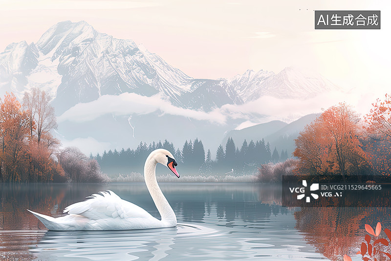 【AI数字艺术】唯美的天鹅背景图图片素材