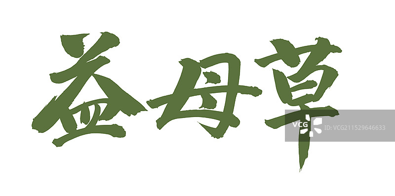 手书手写汉字书法字体 益母草图片素材