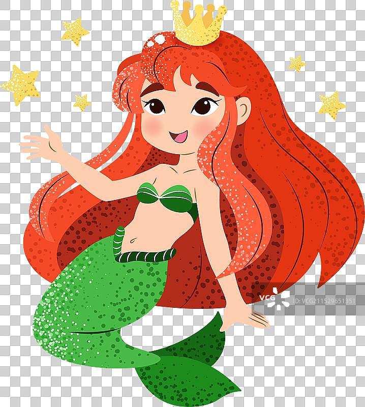 可爱的小美人鱼扁平风格艺术图片素材