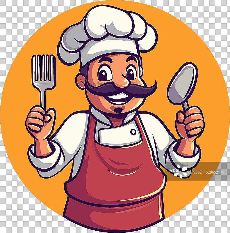 快乐的厨师吉祥物卡通餐厅标志图片素材
