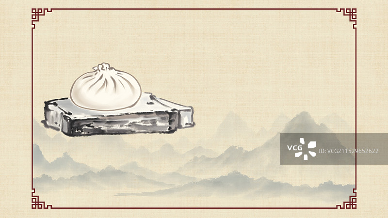 中国风国风水墨风天津特色小吃石头门坎素包插画健康特色美食年俗美味二十四节气插画图片素材