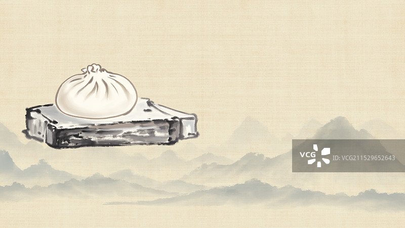 中国风国风水墨风天津特色小吃石头门坎素包插画健康特色美食年俗美味二十四节气插画图片素材