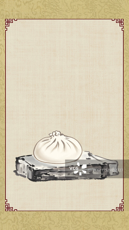 中国风国风水墨风天津特色小吃石头门坎素包插画健康特色美食年俗美味二十四节气插画图片素材