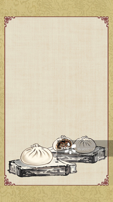 中国风国风水墨风天津特色小吃石头门坎素包插画健康特色美食年俗美味二十四节气插画图片素材