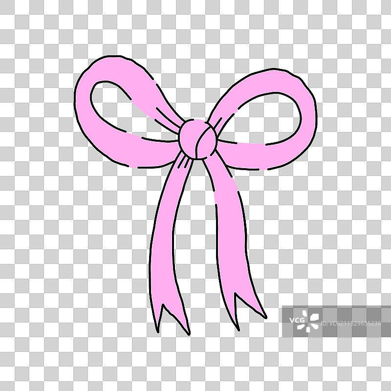 手绘粉色蝴蝶结丝带图片素材