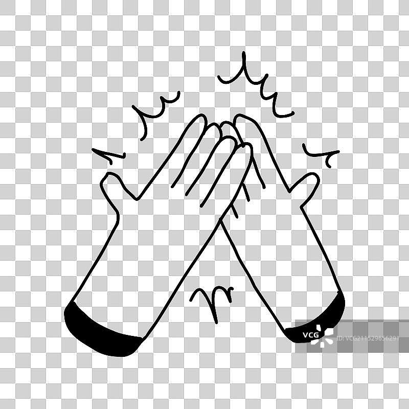 击掌五指相交的手势图片素材