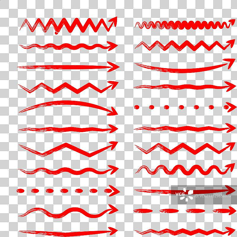 红色的手绘涂鸦箭头高亮线条图片素材