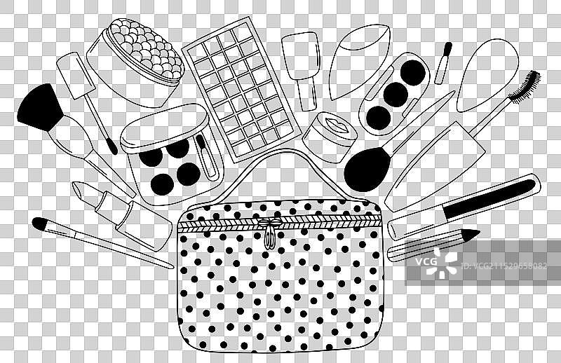 化妆包里的美容产品图片素材