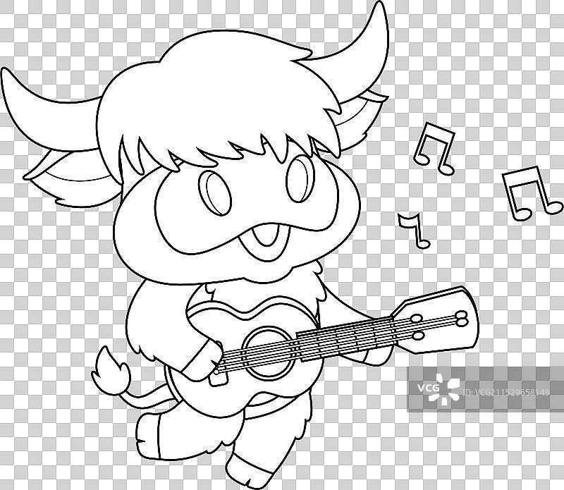 可爱的高地牛动物轮廓图图片素材