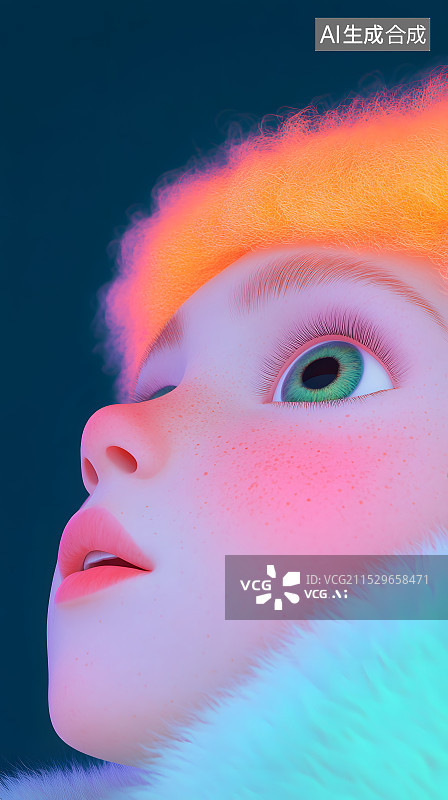 【AI数字艺术】毛绒风格小男孩小女孩兔子上半身可爱形象壁纸图片素材