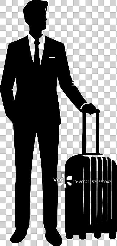 手提行李箱的男人剪影图片素材