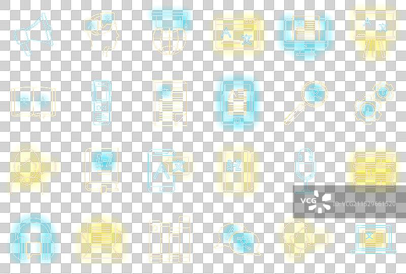 语言学家发言图标集霓虹灯风格图片素材