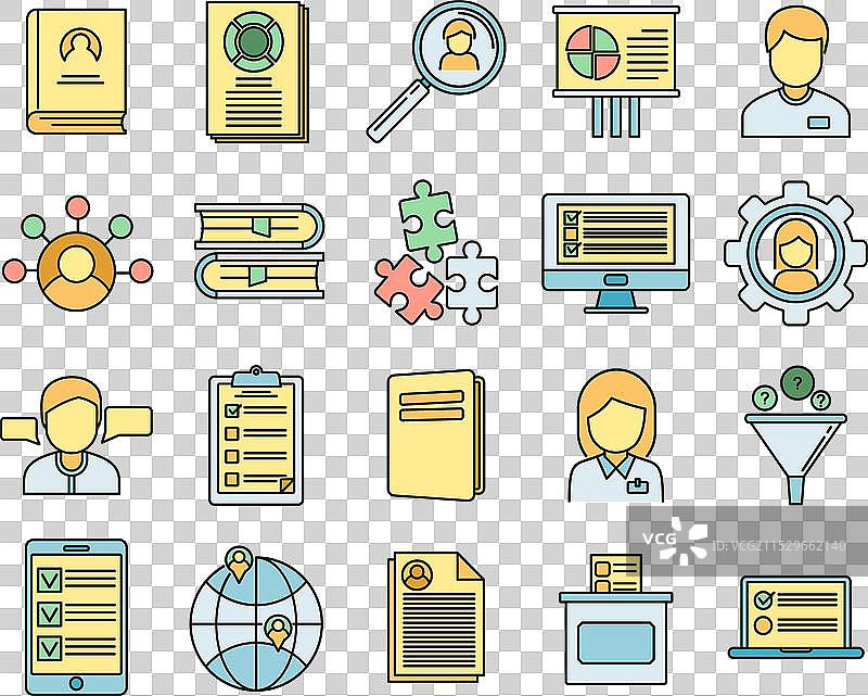 社会学学校图标集 彩色线条图片素材