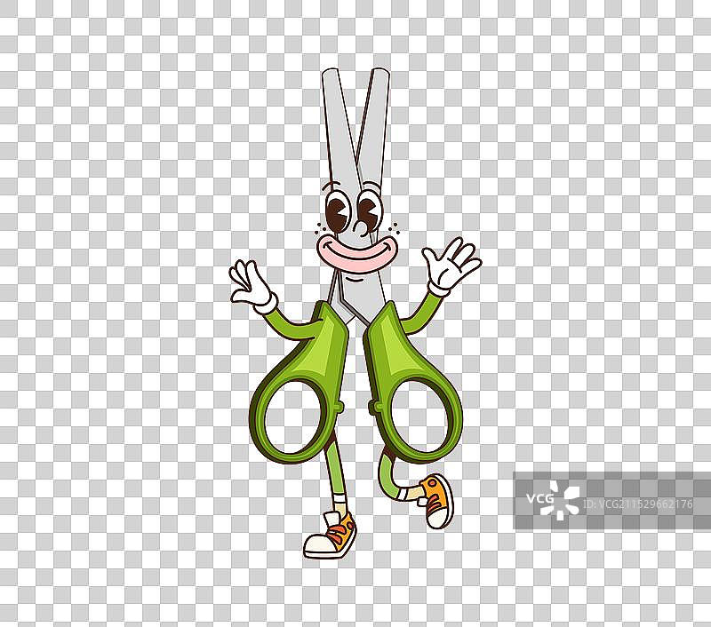 卡通风格的时髦学校剪刀散发出复古气息图片素材