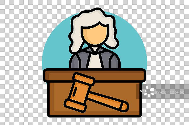 法庭彩色轮廓图标图片素材