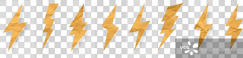 闪电形状的皱纹纸质纹理纸板图片素材