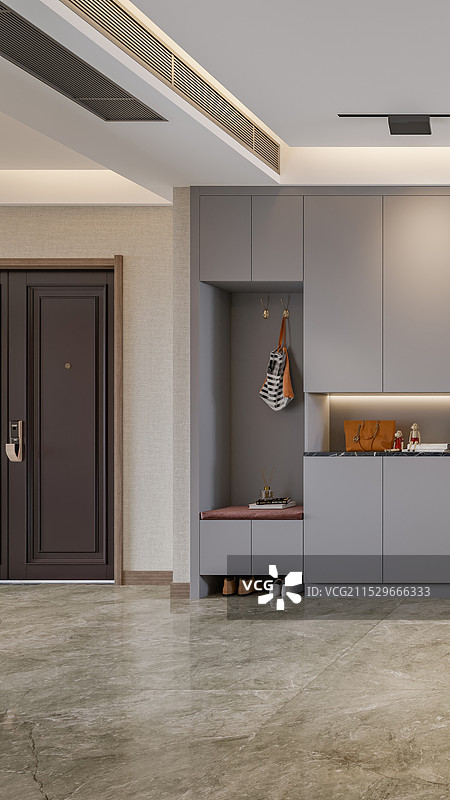 现代风格住宅入户门玄关处鞋柜图片素材