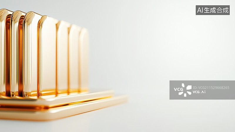 【AI数字艺术】排列整齐的金色立方体图片素材