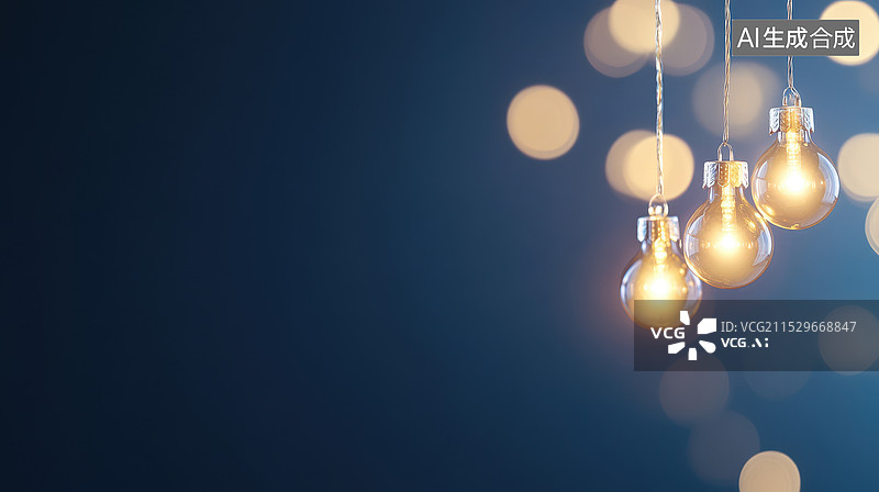 【AI数字艺术】蓝色背景节日灯饰图片素材