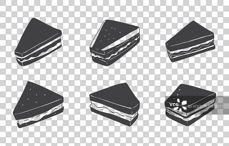 打印烤奶酪三明治线条艺术图片素材
