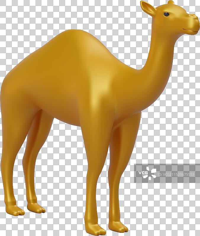 孤立的金色骆驼逼真雕像图片素材