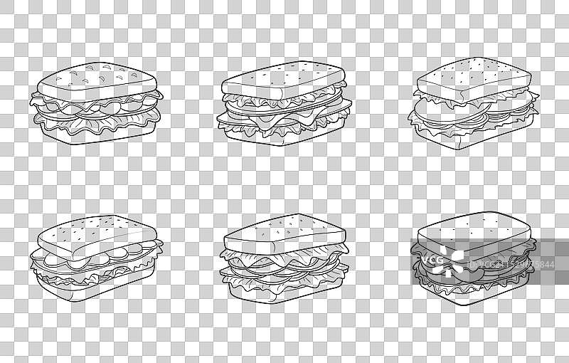 BLT三明治线条艺术套装图片素材