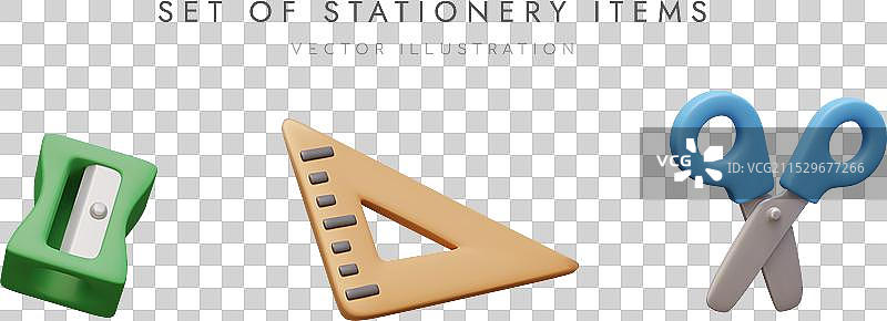 一套逼真的文具铅笔削尖器图片素材