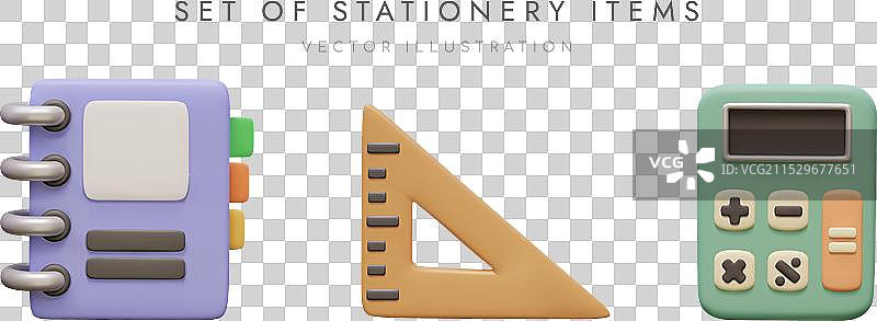 一套文具用品，真实的笔记本图片素材