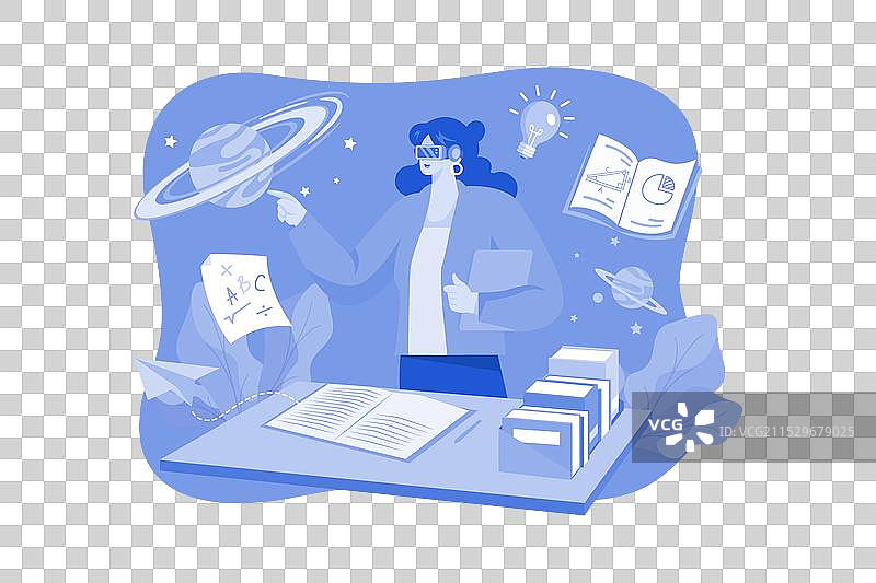 使用虚拟现实技术工作的商务人士图片素材