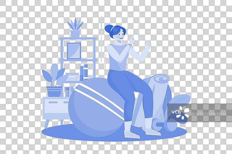 使用健身球进行滚动锻炼图片素材