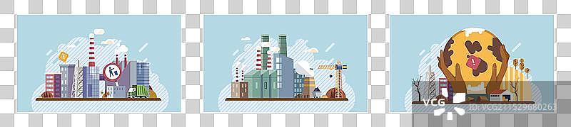 工业污染工厂排放图片素材