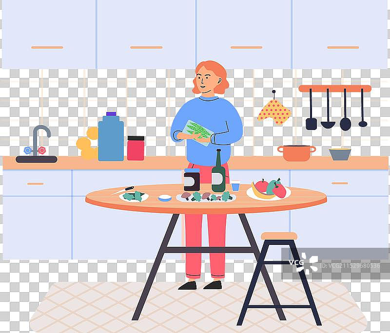 人们在烹饪素食料理图片素材