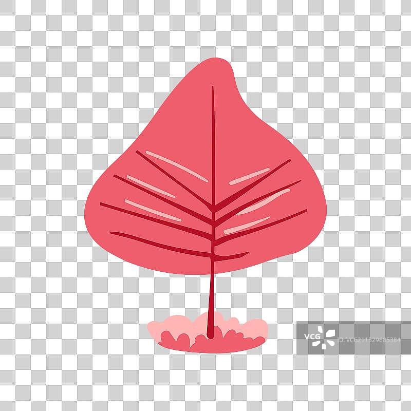 手绘粉色树木，珊瑚色的红色树枝图片素材