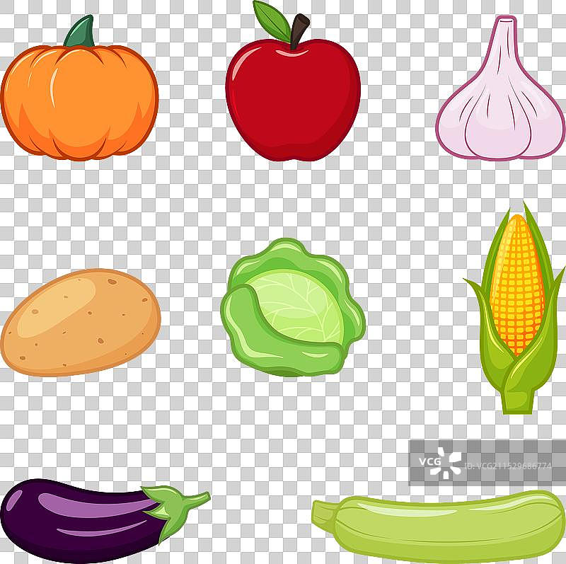 秋季收获的组合，背景为纯白色图片素材